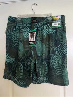 Gerry Weber Dark Green Tropical Leaf Swim Trunks